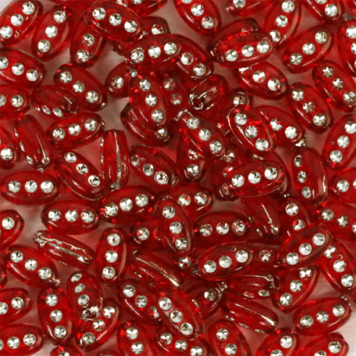 Бусины пластиковые полупрозрачные овальные красные 50 шт