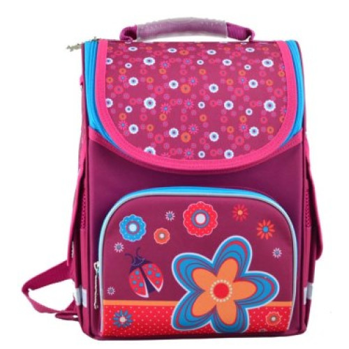 Рюкзак школьный каркасный Smart PG-11 Flowers red
