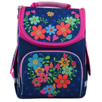 Рюкзак школьный каркасный Smart PG-11 Flowers blue