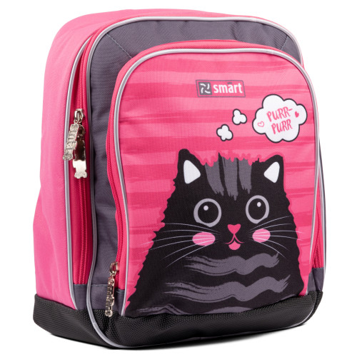 Рюкзак шкільний SMART H-55 Cat rules, рожевий/чорний