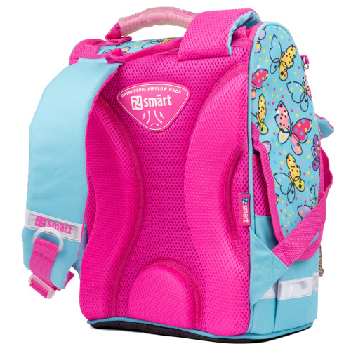 Рюкзак школьный каркасный Smart PG-11 Bright butterflies, голубой