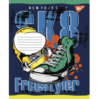 Тетрадь в косую 12 листов, А5 без д/л YES Skates ученическая