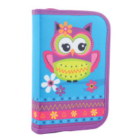 Пенал школьный твердый SMART одинарный с двумя клапанами Owl, 20.5*13*3.6
