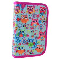 Пенал школьный твердый одинарный с двумя клапанами HP 04 Funny owls