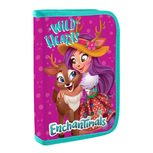 Пенал твердий одинарний з двома клапанами 1Вересня НР-04 "Enchantimals"