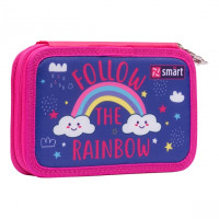 Пенал школьный твердый SMART двойной HP 01 Follow the rainbow, фиолетовый
