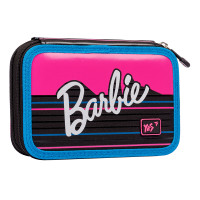Пенал школьный твердый YES двойной HP 01 Barbie, черный/малиновый