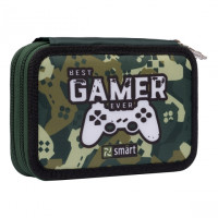 Пенал школьный твердый SMART двойной HP 01 Best Gamer, зеленый