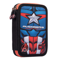 Пенал школьный твердый YES двойной HP 01 Marvel.Avengers, черный