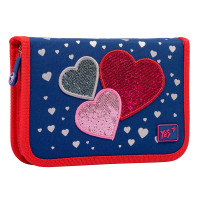 Пенал твердий YES одинарний без клапана HP-02  Heart beat, синій