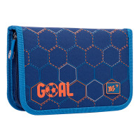 Пенал школьный твердый YES одинарный с двумя клапанами HP 04 Goal, синий