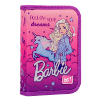 Пенал школьный твердый YES одинарный с двумя клапанами HP 04 Barbie, сиреневый