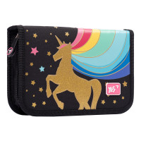 Пенал школьный твердый YES одинарный с клапаном HP 03 Unicorn, черный