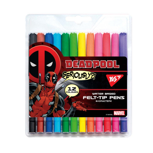 Фломастеры детские YES 12 цветов Marvel.Deadpool