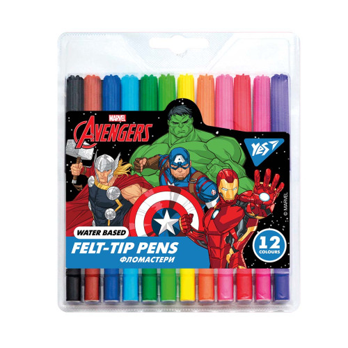 Фломастеры детские YES 12 цветов Marvel.Avengers