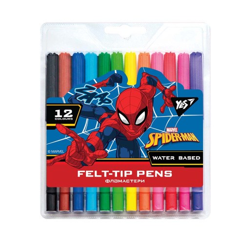 Фломастеры детские YES 12 цветов Marvel.Spiderman