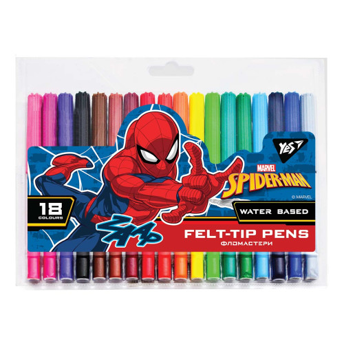 Фломастеры детские YES 18 цветов Marvel.Spiderman