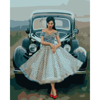 Картина за номерами в коробці "Дівчина в стилі ретро", 40*50 см., SANTI