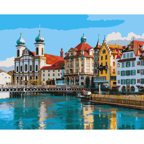Картина за номерами в коробці "Дивовижна Швейцарія", 40*50 см., SANTI