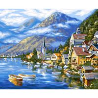 Алмазная мозаика SANTI Городок у озера, 40х50 см на подрамнике