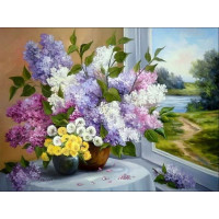 Алмазна мозаїка SANTI "Бузок у вікна", 30*40см