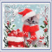 Алмазная мозаика SANTI Рождественский котик, 30х40 см