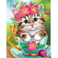 Алмазная мозаика SANTI Котенок в чашечке, 30х40 см