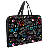 Папка-портфель 36,8х49,5х3 см YES на молнии с тканевыми ручками А3 Hey Girls