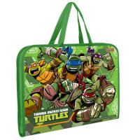 Папка-портфель 33,5х23,5х3 см на молнии с тканевыми ручками TMNT