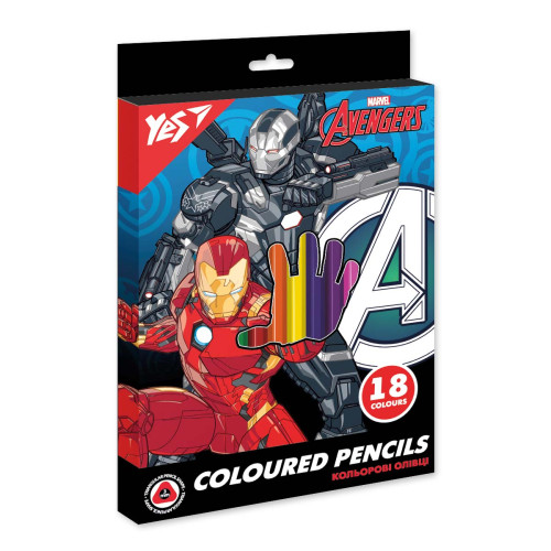 Карандаши цветные YES 18 цв MarvelAvengers