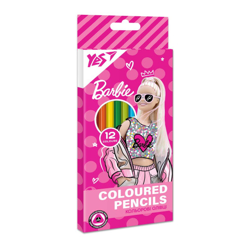 Карандаши цветные YES 12 цв Barbie