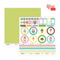 Бумага для скрапбукинга „Cake delicious“ 6, двусторонняя, 30,48х30,48см, 200г/м2, ROSA TALENT (5316024)