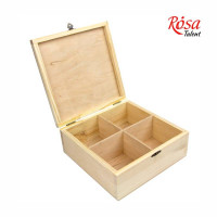 Шкатулка деревянная с замком, четыре ячейки, 20х20х8см, ROSA TALENT (2744009)