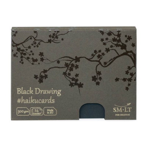 Набор черных листовок HAIKU в коробке 14,7*10,6см, 300г/м2, 24л., Smiltainis (C-24(300)/BLAC)