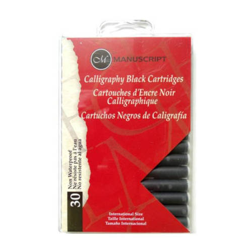 Набір картриджів з чорнилом для піряних ручок, 30шт (чорні), Manuscript (MC0401CB)