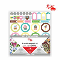 Колекція для скрапбукінгу „Cake delicious“, (двост. папір + 4 ДЕКОР ел.), 30,48х30,48 см, 200 г/м2, 6 л., ROSA TALENT (5312010)