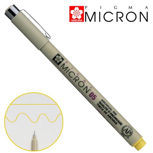 Лінер PIGMA MICRON (0.5), 0,45мм, Жовтий, Sakura (XSDK053)