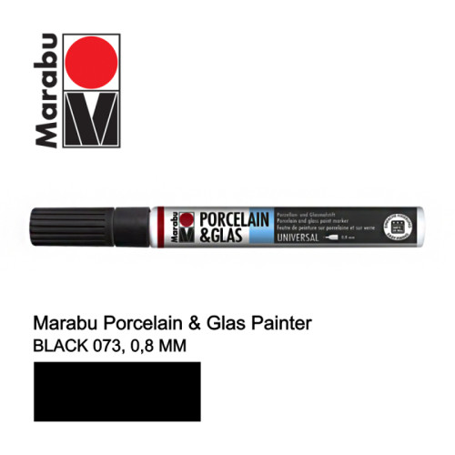 Маркер для кераміки холодної фіксації, Чорний, 0,8мм, тонкий, Marabu (910121073)