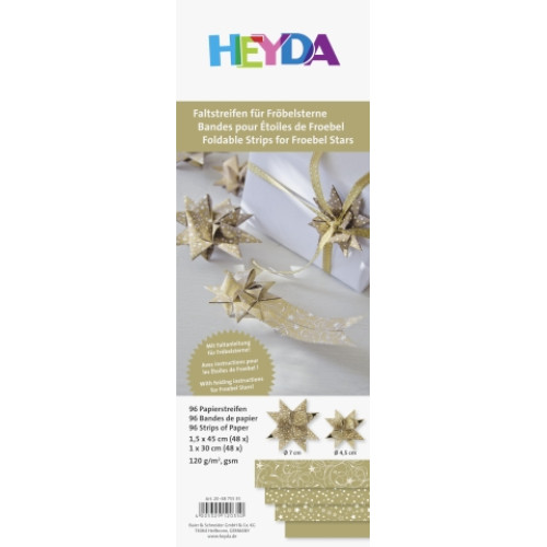 Набор бумажных полосок золотой 1,5х45см (48шт) 1х30см (48шт) Heyda