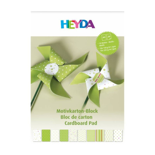Набор дизайнерской бумаги, Зеленый, матовый, 20 шт, А4 (21х29,7 см), 100-220г/м2, Heyda (204712102)