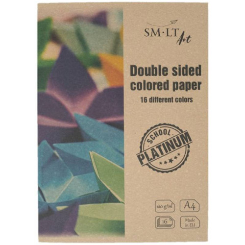 Цветная бумага (двусторонняя) Platinum А4, 120/м2, 16л, SMILTAINIS (2SP-P16/P)