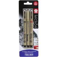 Набір лінерів PIGMA MICRON 2шт, (0.3/0.5) + 1 лінер-маркер Pigma Graphic У ПОДАРУНОК, Чорний, в блістері, Sakura (BLXSDK3CS)