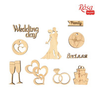 Набір міні-заготівель „Wedding“, фанера, 10шт, ROSA TALENT (281338)