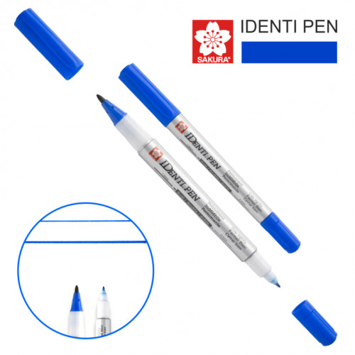 Перманентный маркер IDENTI PEN, двусторонний, 0,4/1 мм, Синий, Sakura (XYK-T36)