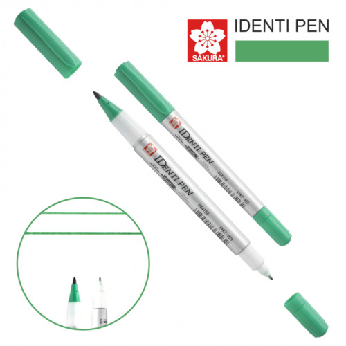 Перманентний маркер IDENTI PEN, двосторонній, 0,4/1 мм, Зелений, Sakura (XYK-T#29)