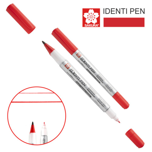 Перманентний маркер IDENTI PEN, двосторонній, 0,4/1 мм, Червоний, Sakura (XYK-T19)