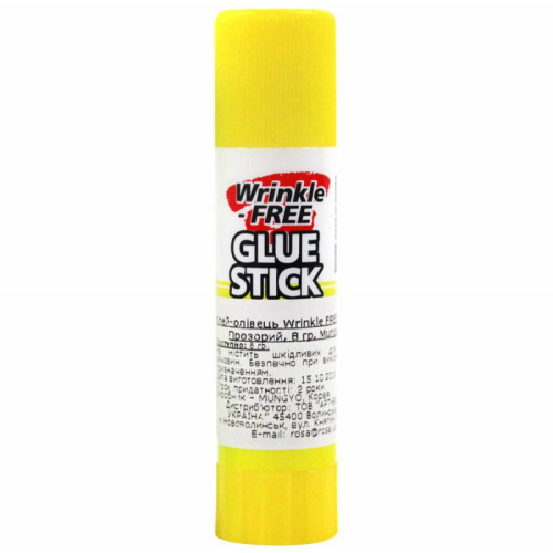 Клей-карандаш Wrinkle FREE Stick, Прозрачный, 8 г Mungyo (GSWF-8)