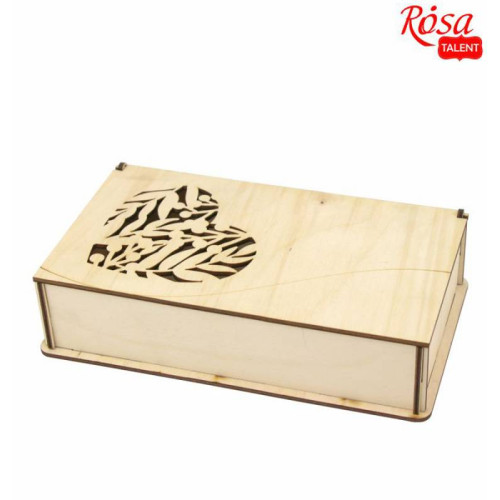 Скринька подарункова з серцем, фанера, 21,8х12,5х5см, ROSA TALENT (280524)