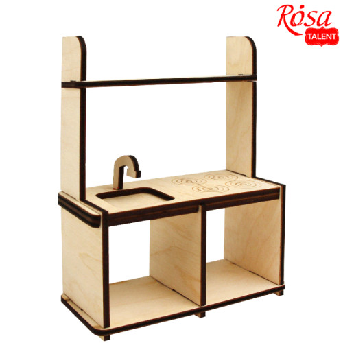 Кукольная мебель, „Кухонный шкаф“ 1, модерн, фанера, 10,6х5х14см, ROSA TALENT (287407)