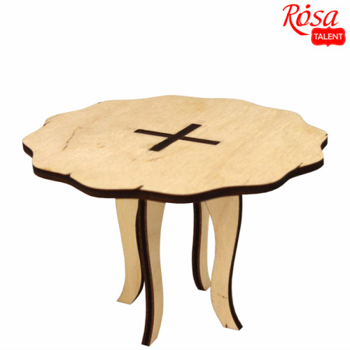 Кукольная мебель, „Стол“ 2, классик, фанера, 10х10х6,5см, ROSA TALENT (287427)